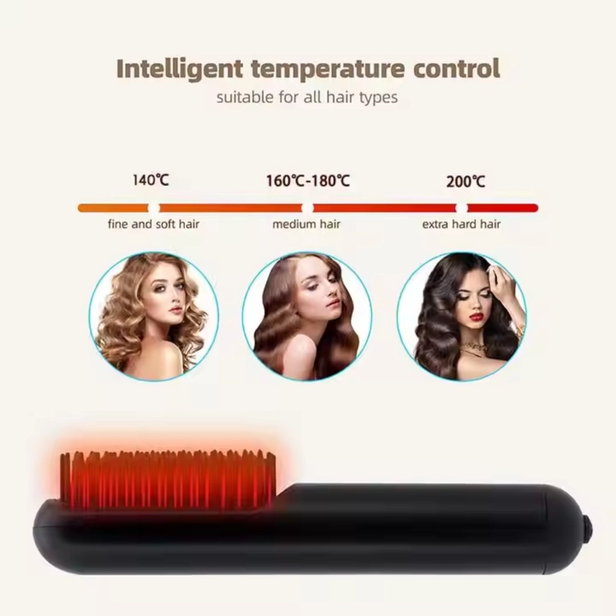 Wireless Hair Straightening Comb 35W XWS-890 - Black