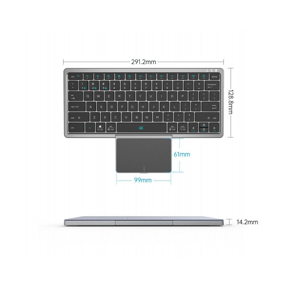 Wireless Keyboard with Foldable Case KF8700 - Gray