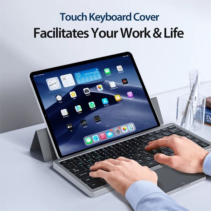 Wireless Keyboard with Foldable Case KF8700 - Gray