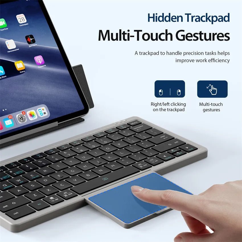 Wireless Keyboard with Foldable Case KF8700 - Gray