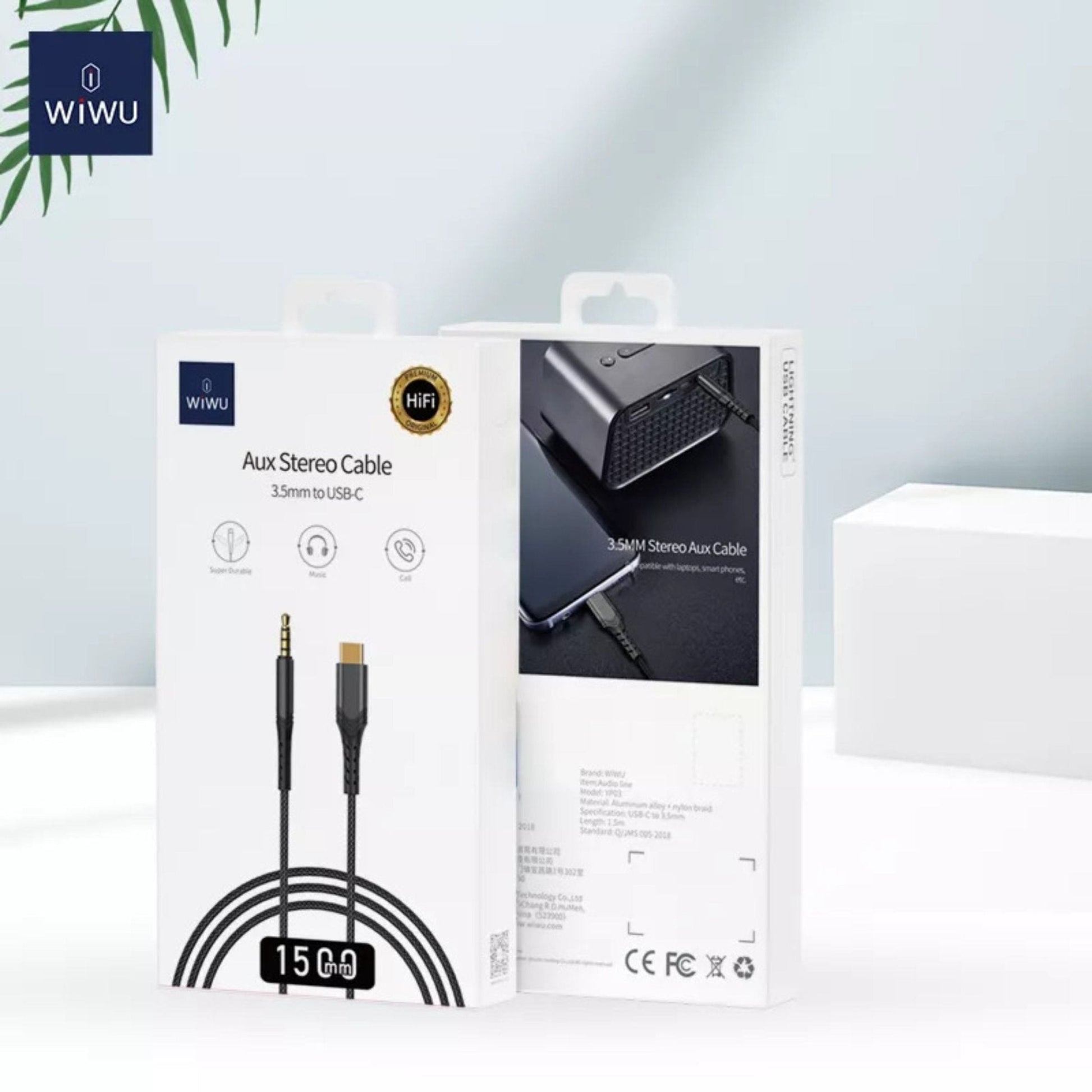 Wiwu 3.5mm Audio Stereo Cable To Type- C - Black