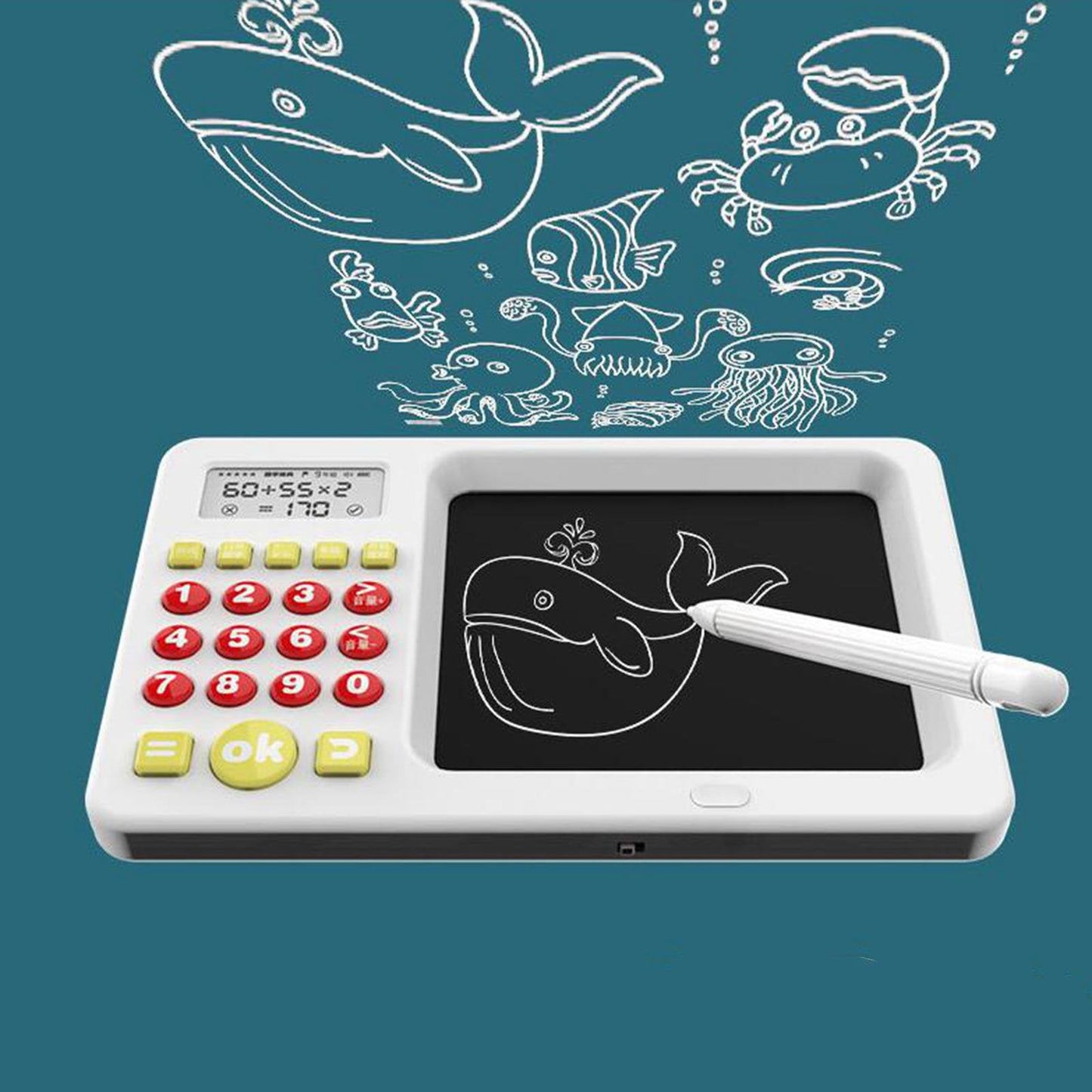 Writing Tablet and Learning Calculator Machine Kids -White