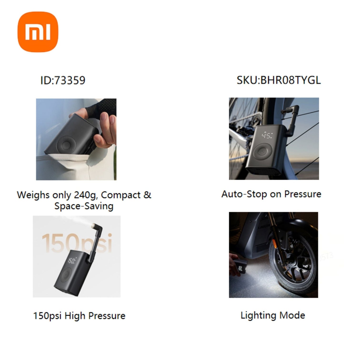 Xiaomi Compact Portable Electric Air Compressor - Black