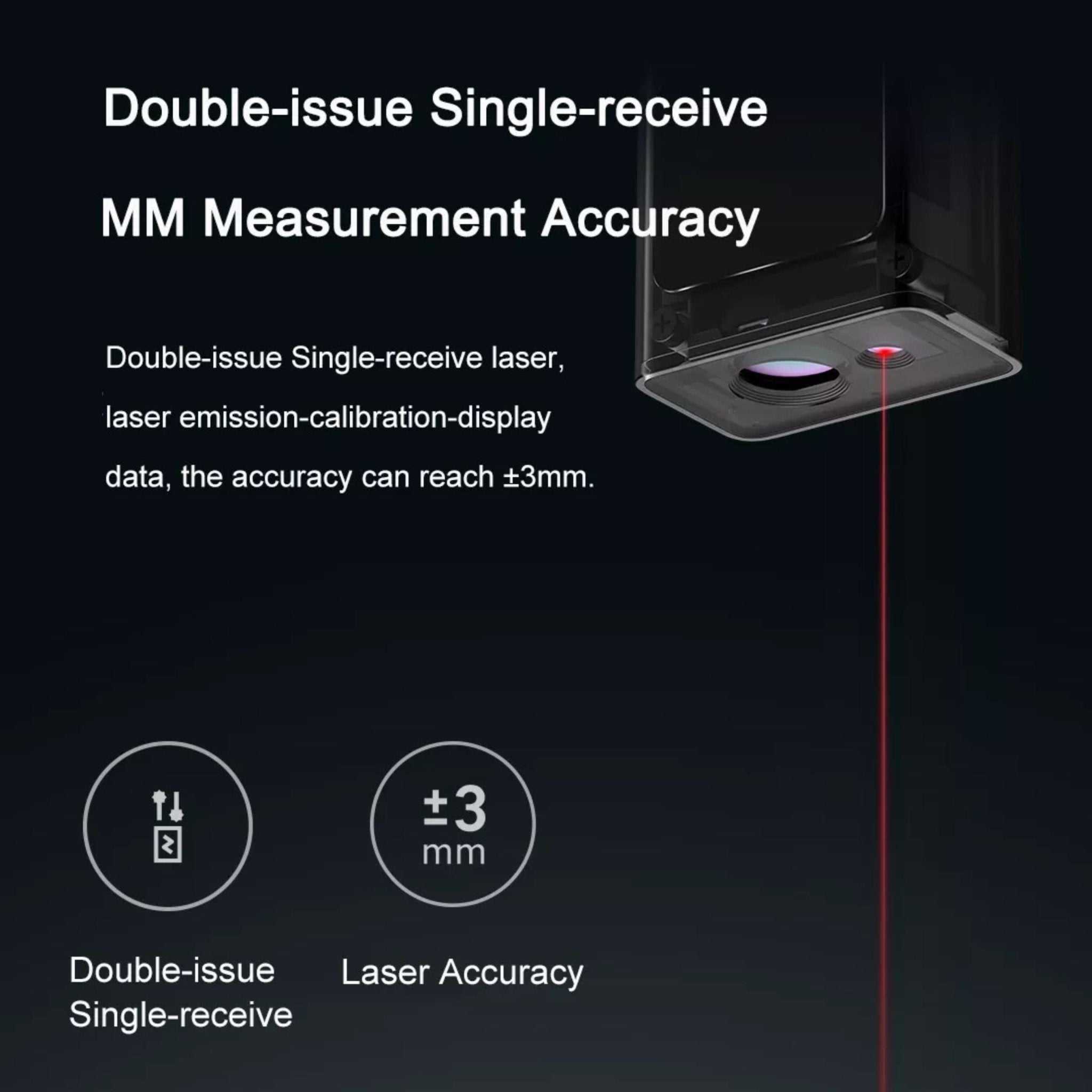 Xiaomi Mijia Smart Laser Range Finder High Precision Intelligent Measurement 40m -Black