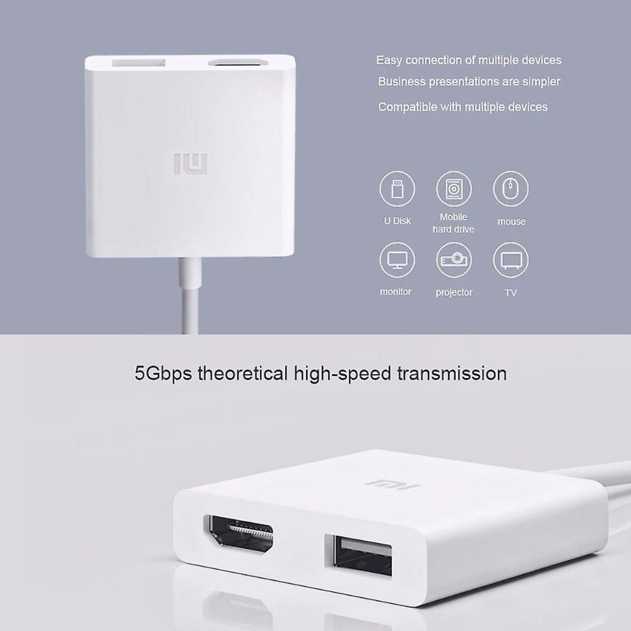 Xiaomi USB Type-C to HDMI Multiport Adapter ZJQ01TM - White