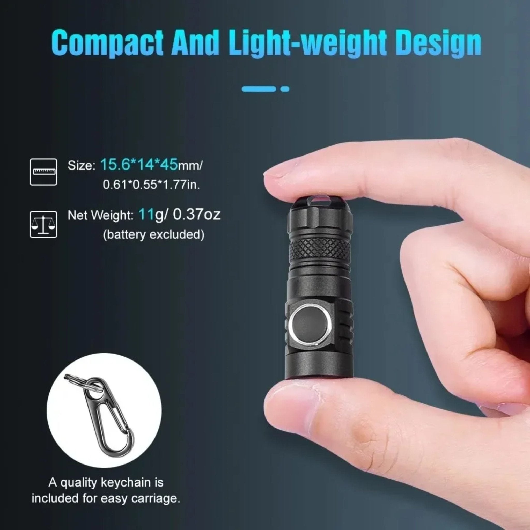 Yemao Multi-Functional TG3 Bulb Mini Necklace Flashlight YM-M10 - Black