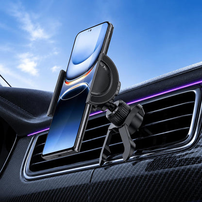 Yesido C253 2-in-1 Car Phone Holder with Magnetic Stability and Secure Clip for Air Vent Mounting - Black
