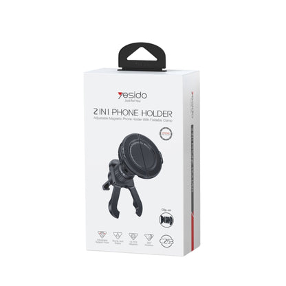 Yesido C253 2-in-1 Car Phone Holder with Magnetic Stability and Secure Clip for Air Vent Mounting - Black