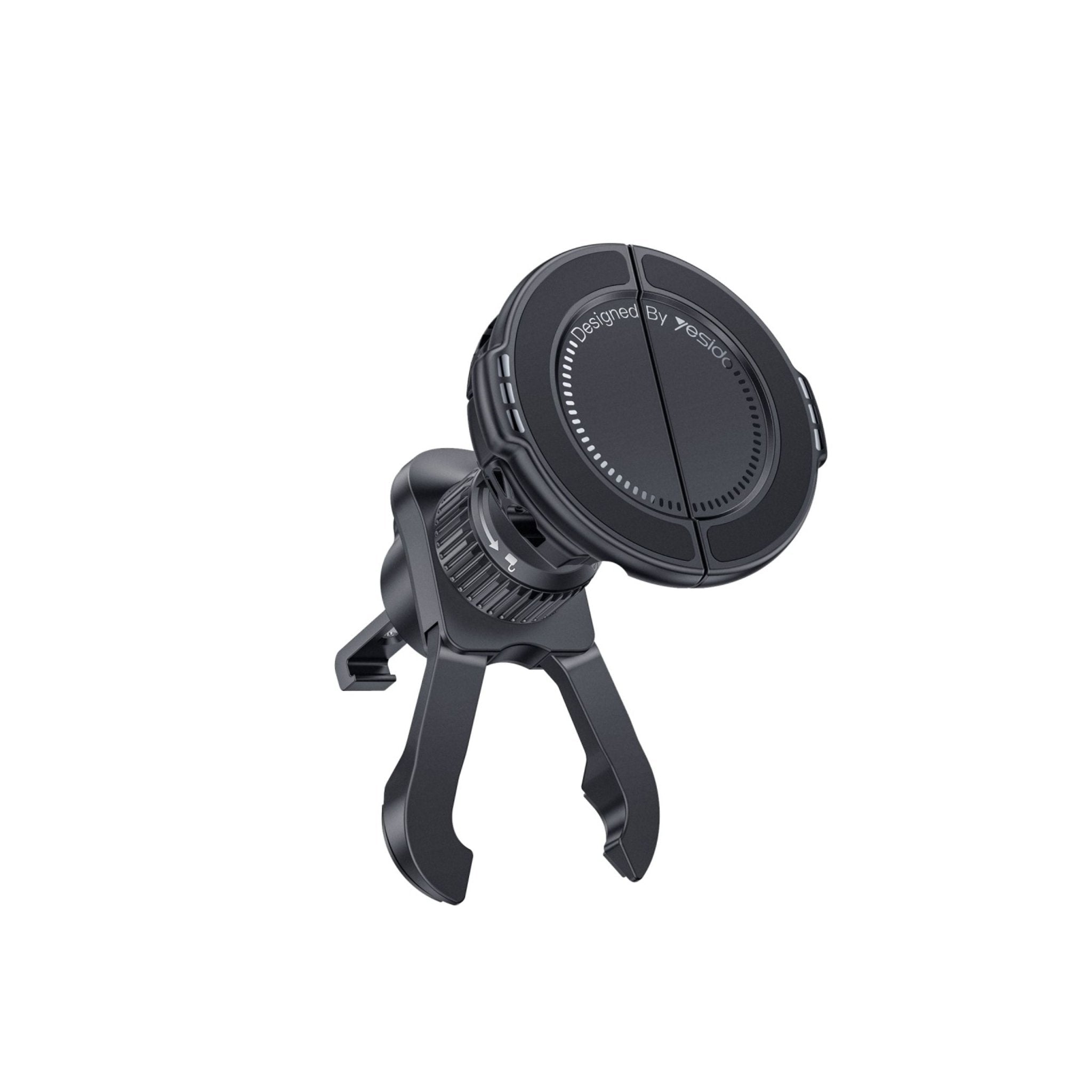Yesido C253 2-in-1 Car Phone Holder with Magnetic Stability and Secure Clip for Air Vent Mounting - Black