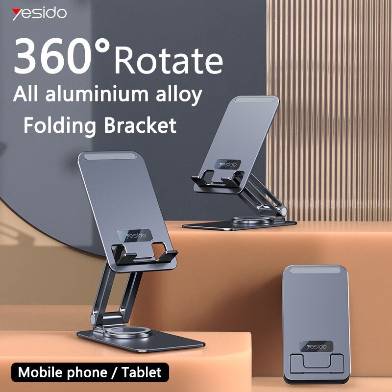 Yesido Foldable 360° Rotating Phone Desktop Holder Stand C184 - Black