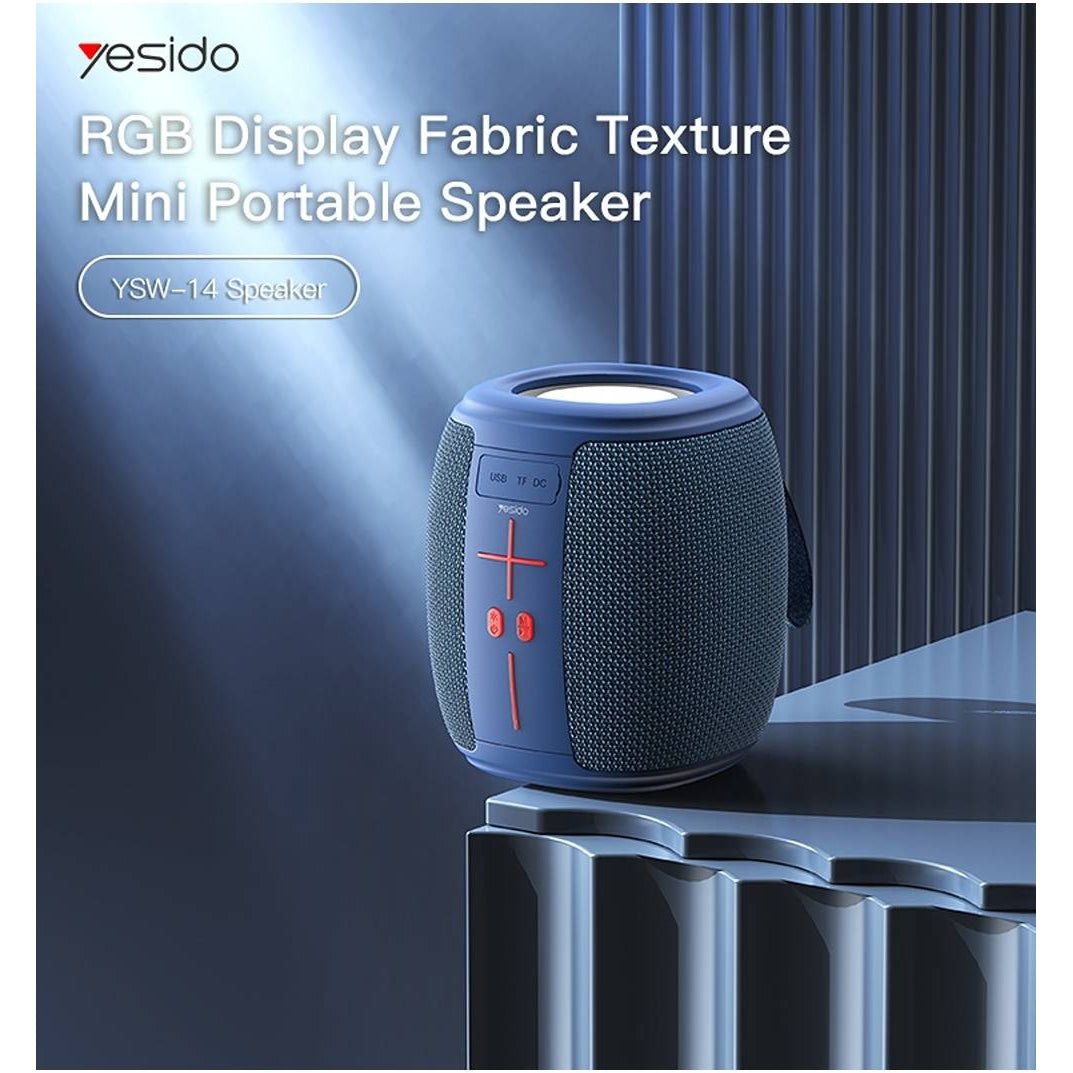 Yesido RGB Display Fabric Texture Mini Portable Wireless Speaker YSW14 - Blue