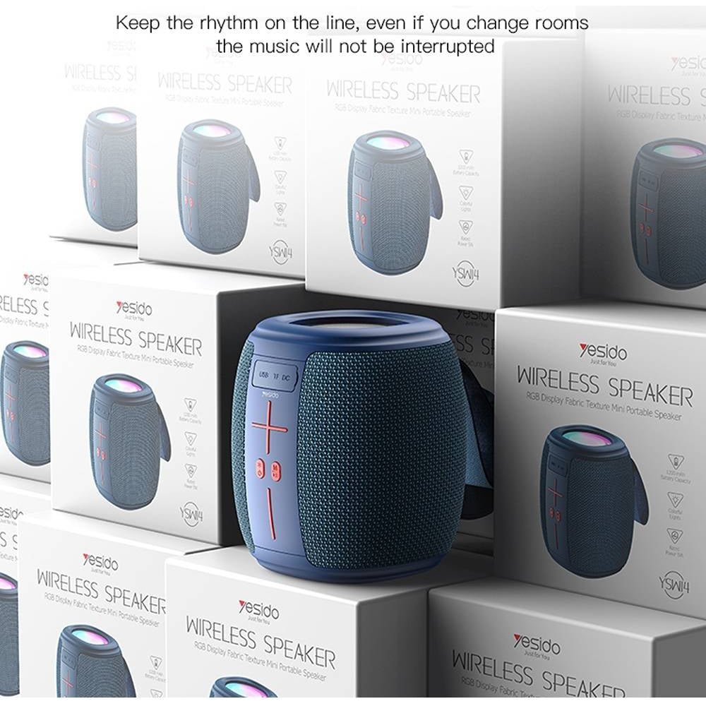 Yesido RGB Display Fabric Texture Mini Portable Wireless Speaker YSW14 - Blue