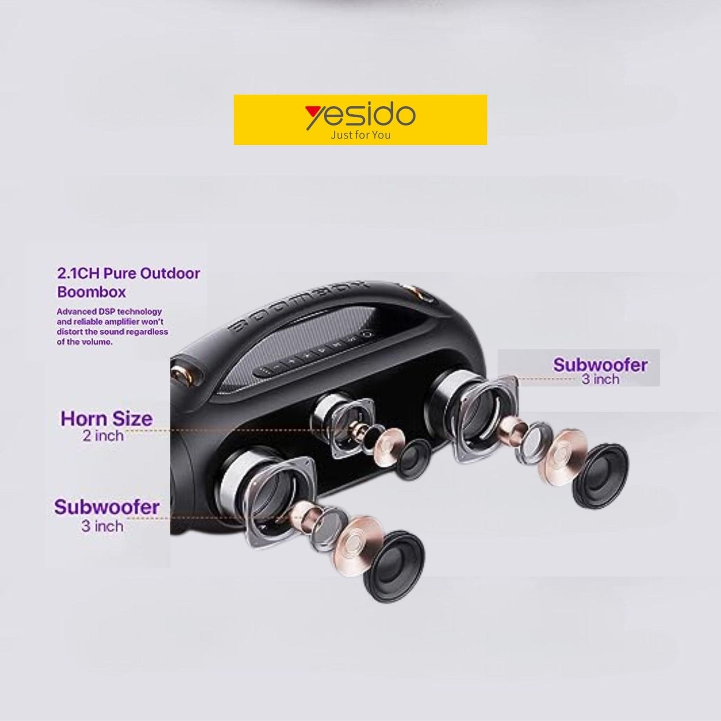 Yesido Wireless Portable Outdoor Speaker YSW19 - Black