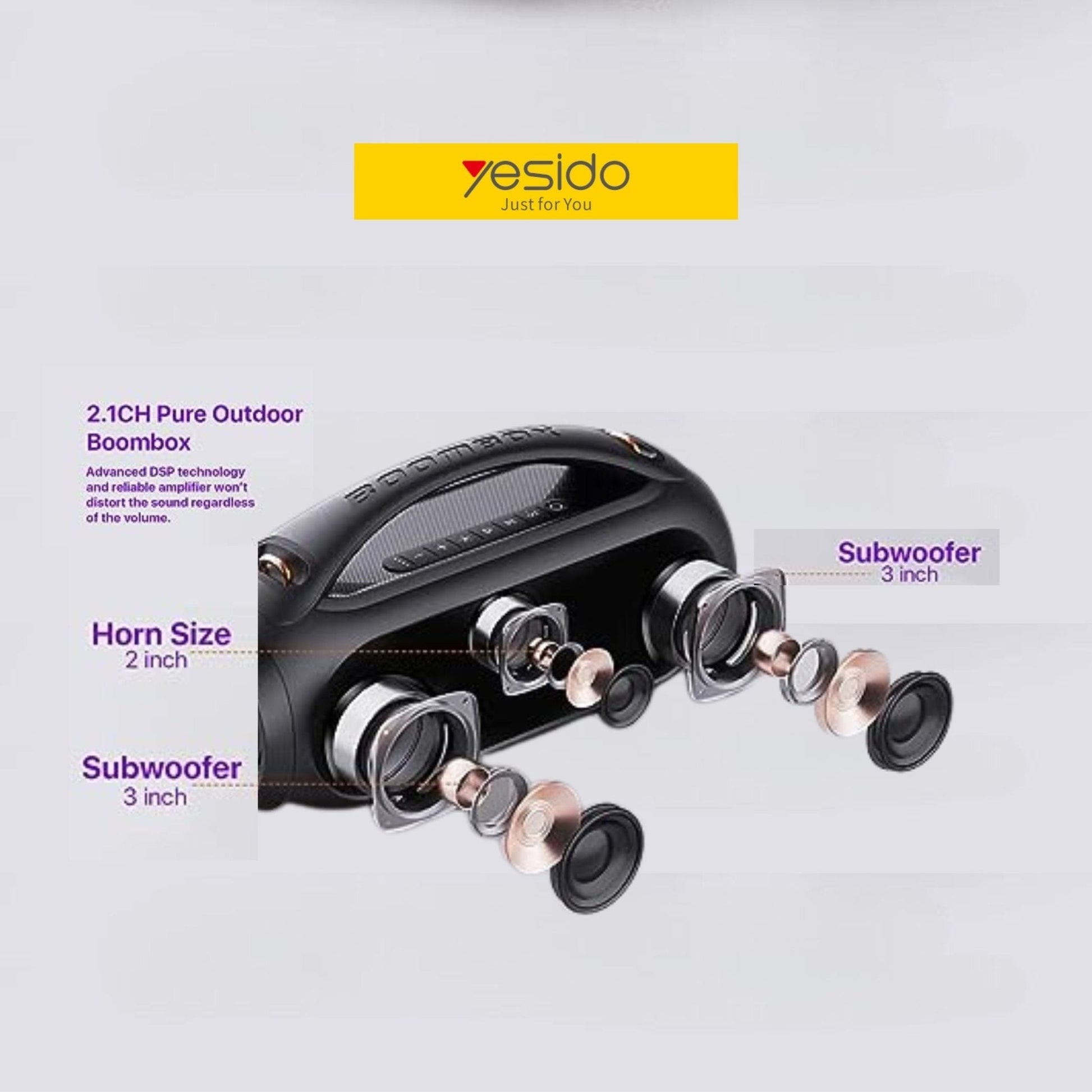 Yesido Wireless Portable Outdoor Speaker YSW19 - Black