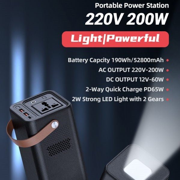 Yoobao EN200W 52800mAh Portable Power Station with LED Light PD Fast Charging Powerbank