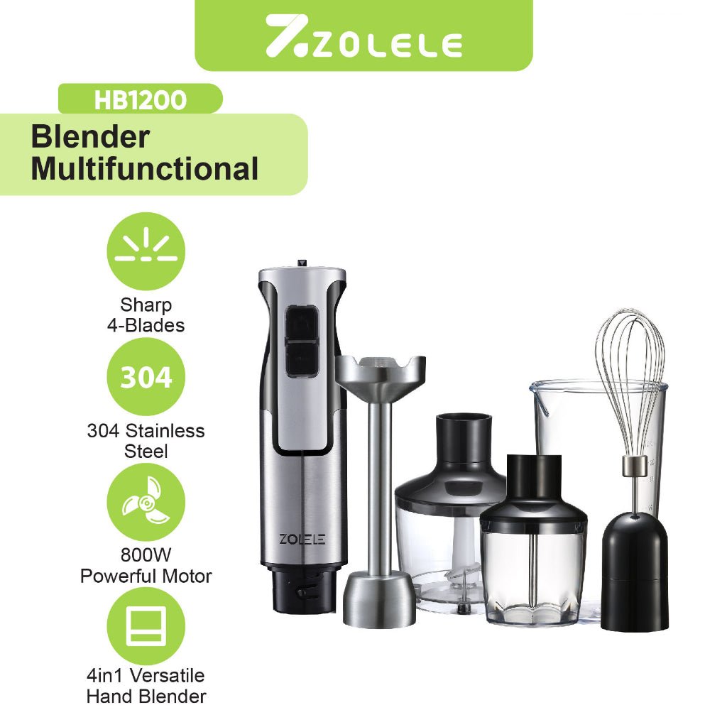 ZOLELE HB1200 4 in 1 Immersion Electric Hand Blender - Black