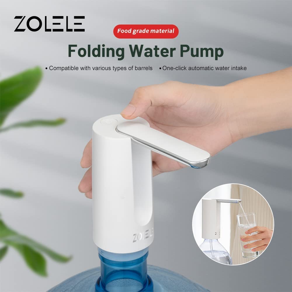 Zolele Automatic Folding Water Bottle Pump Rechargeable 1200mAh ZL100 - White