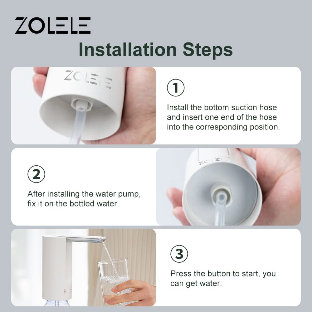 Zolele Automatic Folding Water Bottle Pump Rechargeable 1200mAh ZL100 - White