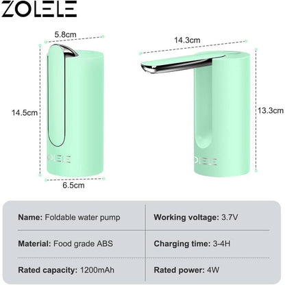 Zolele Automatic Folding Water Bottle Pump Rechargeable 1200mAh ZL100 - White