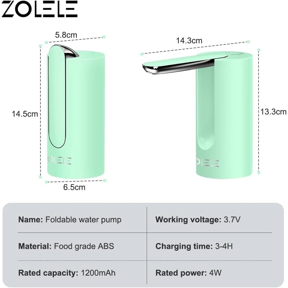 Zolele Automatic Folding Water Bottle Pump Rechargeable 1200mAh ZL100 - White