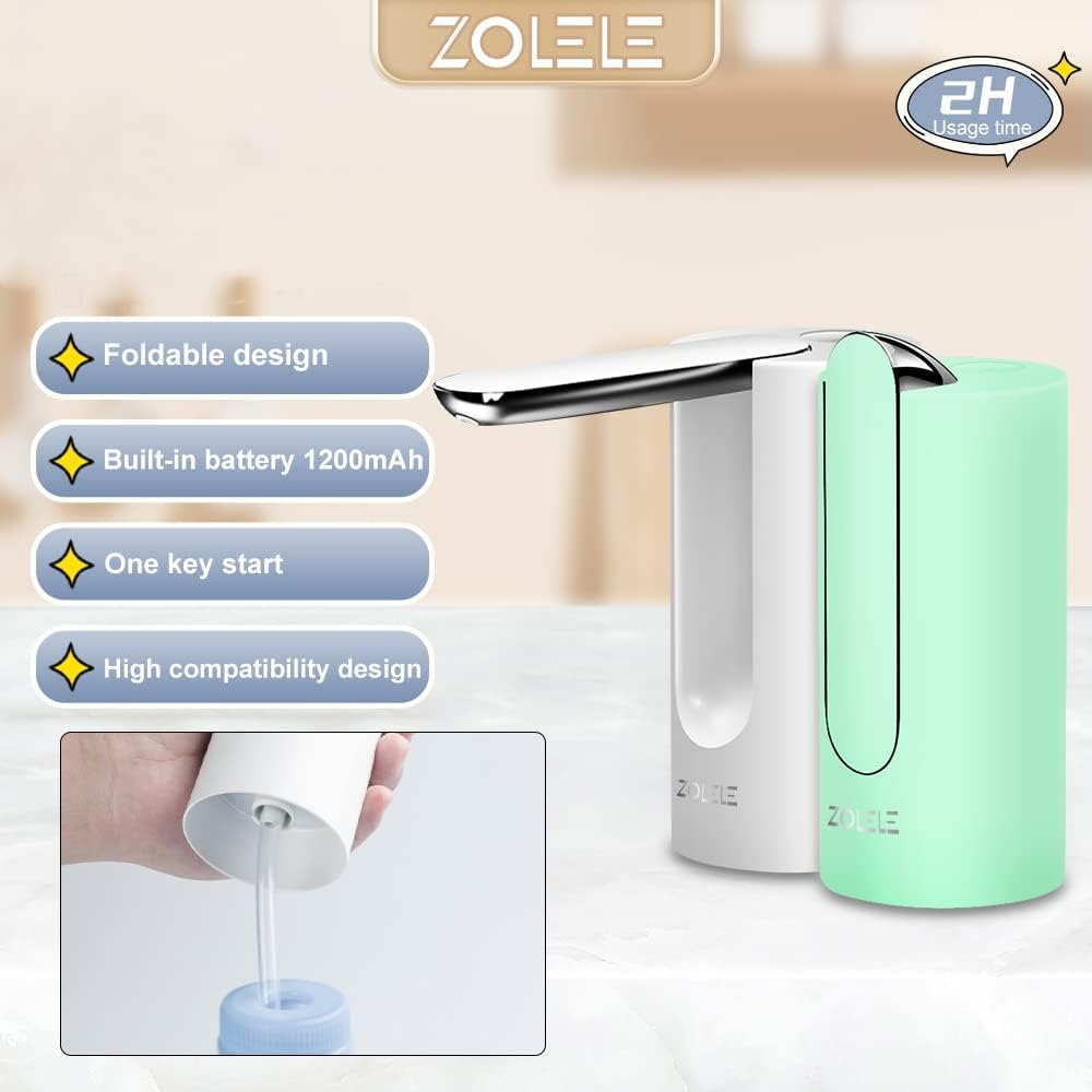 Zolele Automatic Folding Water Bottle Pump Rechargeable 1200mAh ZL100 - White