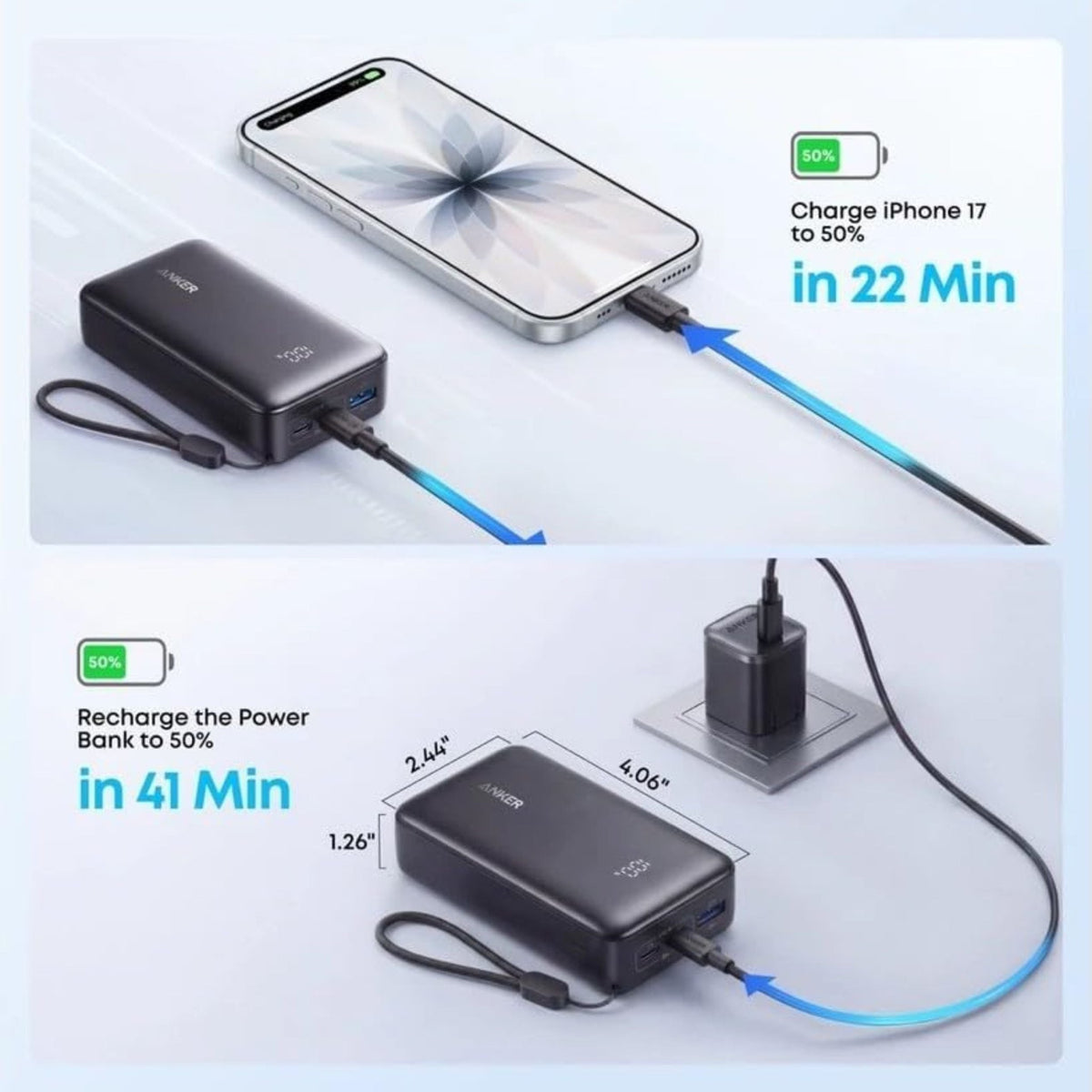 Anker Zolo Power Bank 10000mAh 30W Fast Charging - Black - STOORE.AE | ستور الامارات