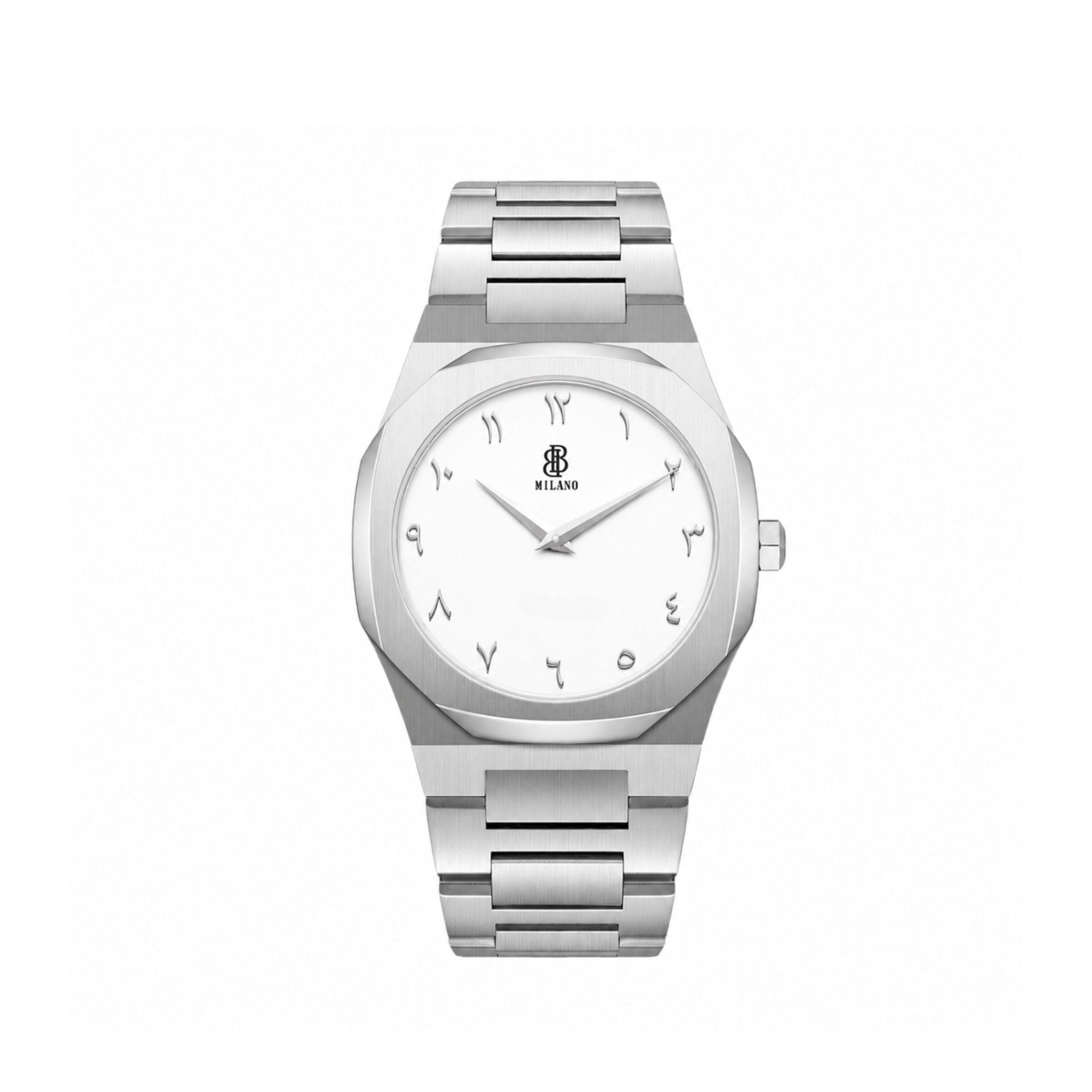 BBmilano Men's Arabic Ultra Thin Watch - White - STOORE.AE | ستور الامارات