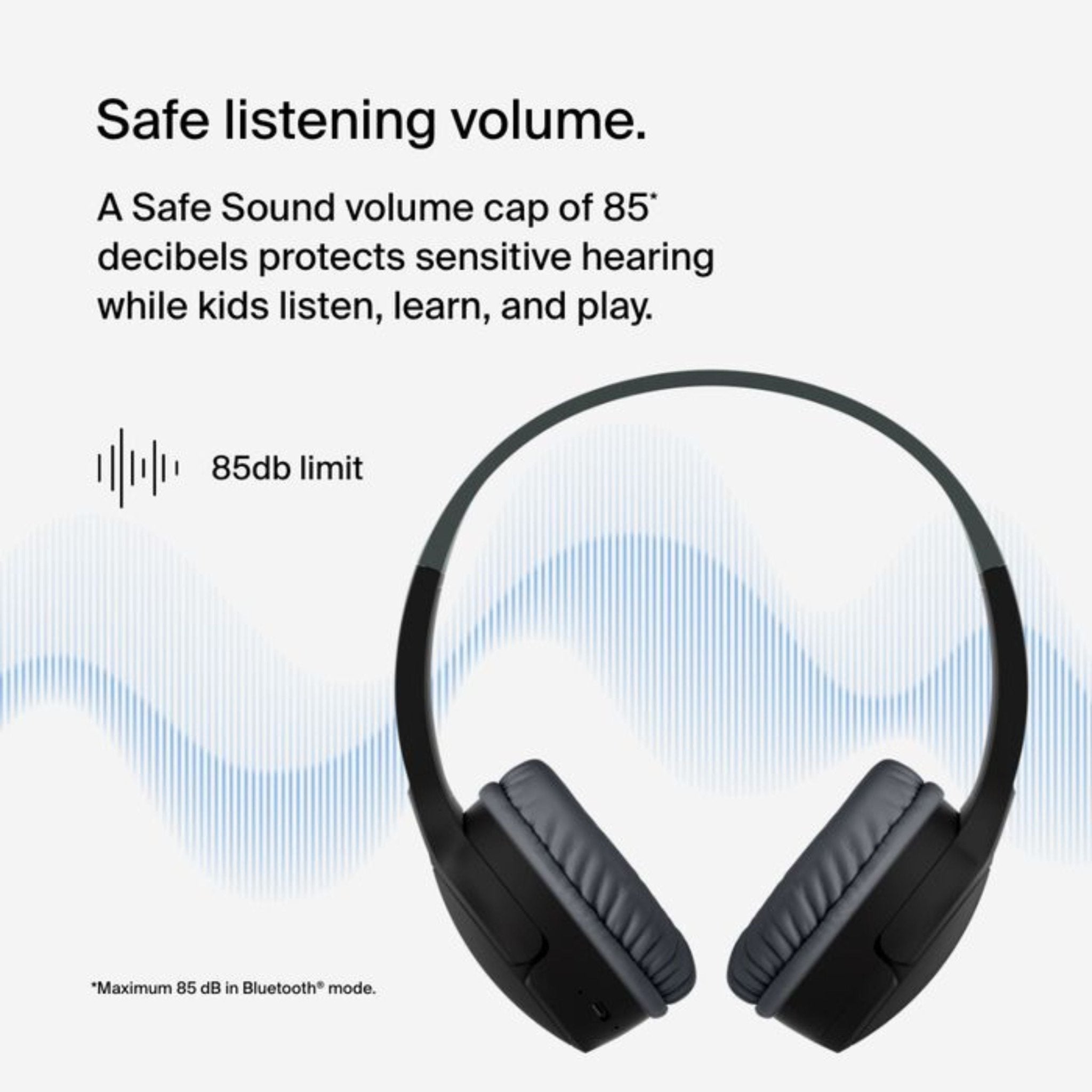 Belkin SoundForm Mini Wireless On - Ear Headphones for Kids - Black - STOORE.AE | ستور الامارات