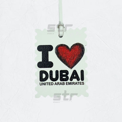 Leather Charm Double Side I Love Dubai