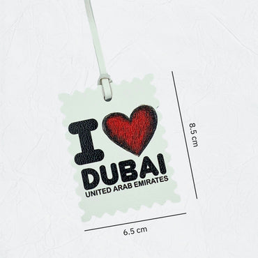 Leather Charm Double Side I Love Dubai