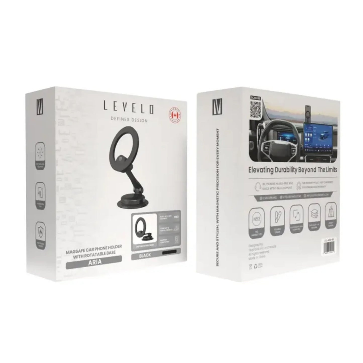 Levelo Aria MagSafe Car Phone Holder - Black