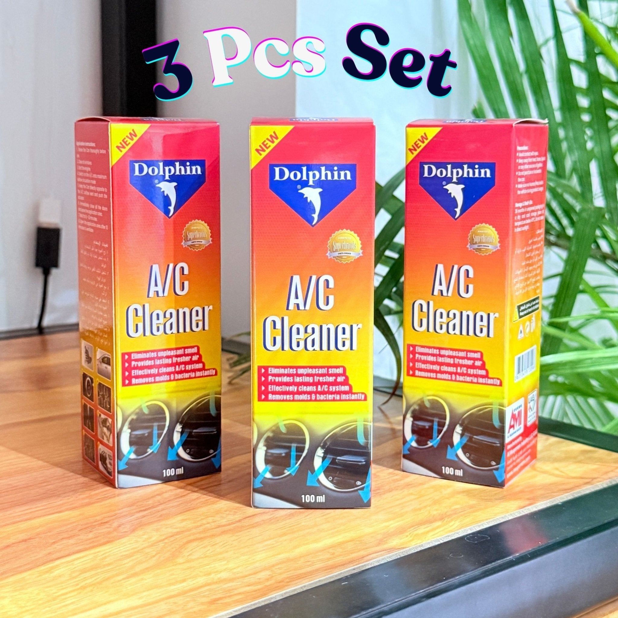 Dolphin Car AC Cleaner And Air Freshener Spray - 3 Pcs Set - STOORE.AE | ستور الامارات