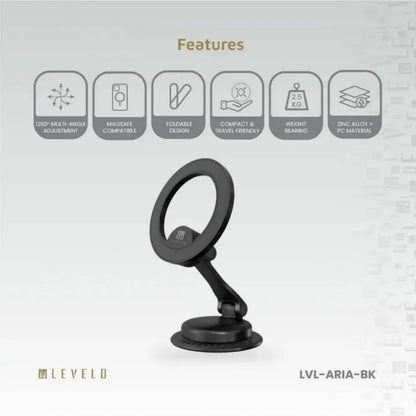 Levelo Aria MagSafe Car Phone Holder - Black