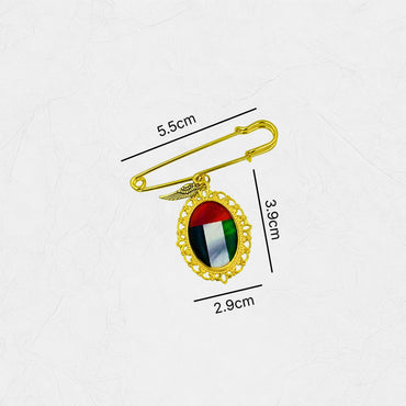 Brooch UAE Flag Pendant- Gold
