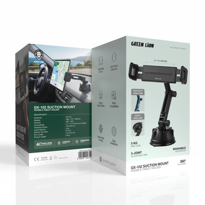 Green Lion GX-102 Phone and Tablet Holder with Suction Base - Black - STOORE.AE | ستور الامارات