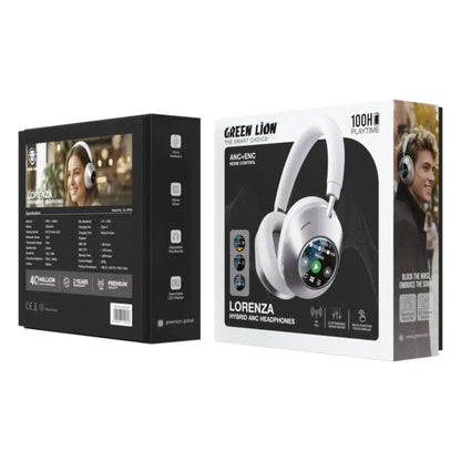 Green Lion Lorenza Hybrid ANC Headphones - White - STOORE.AE | ستور الامارات