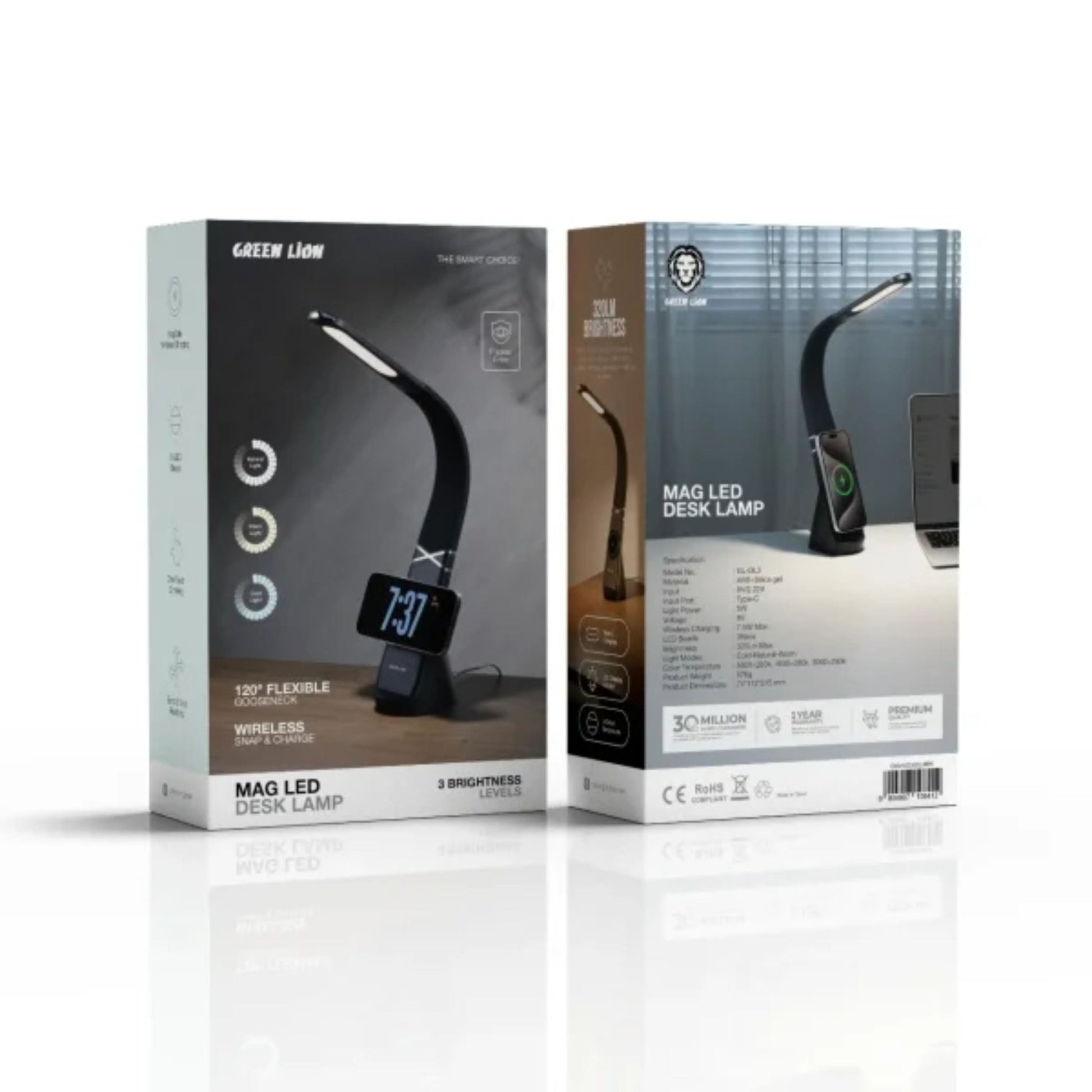 Green Lion Mag LED Desk Lamp with Wireless Snap & Charge – Black - STOORE.AE | ستور الامارات