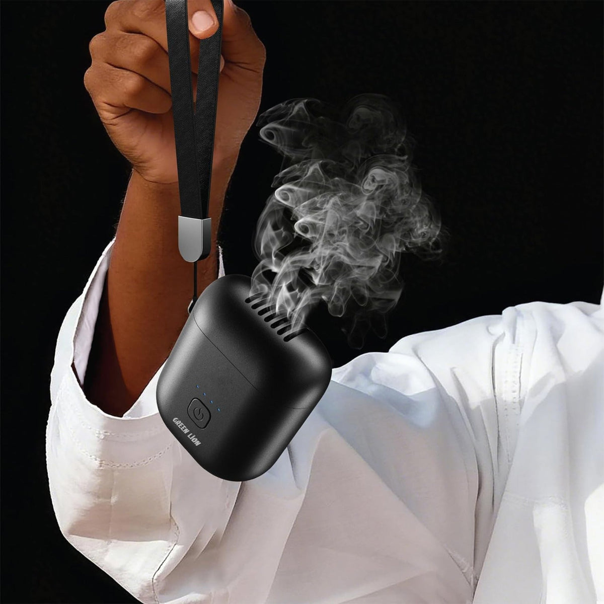 Green Lion Pocket Bakhour Incense Burner 1400mAh - Black - STOORE.AE | ستور الامارات