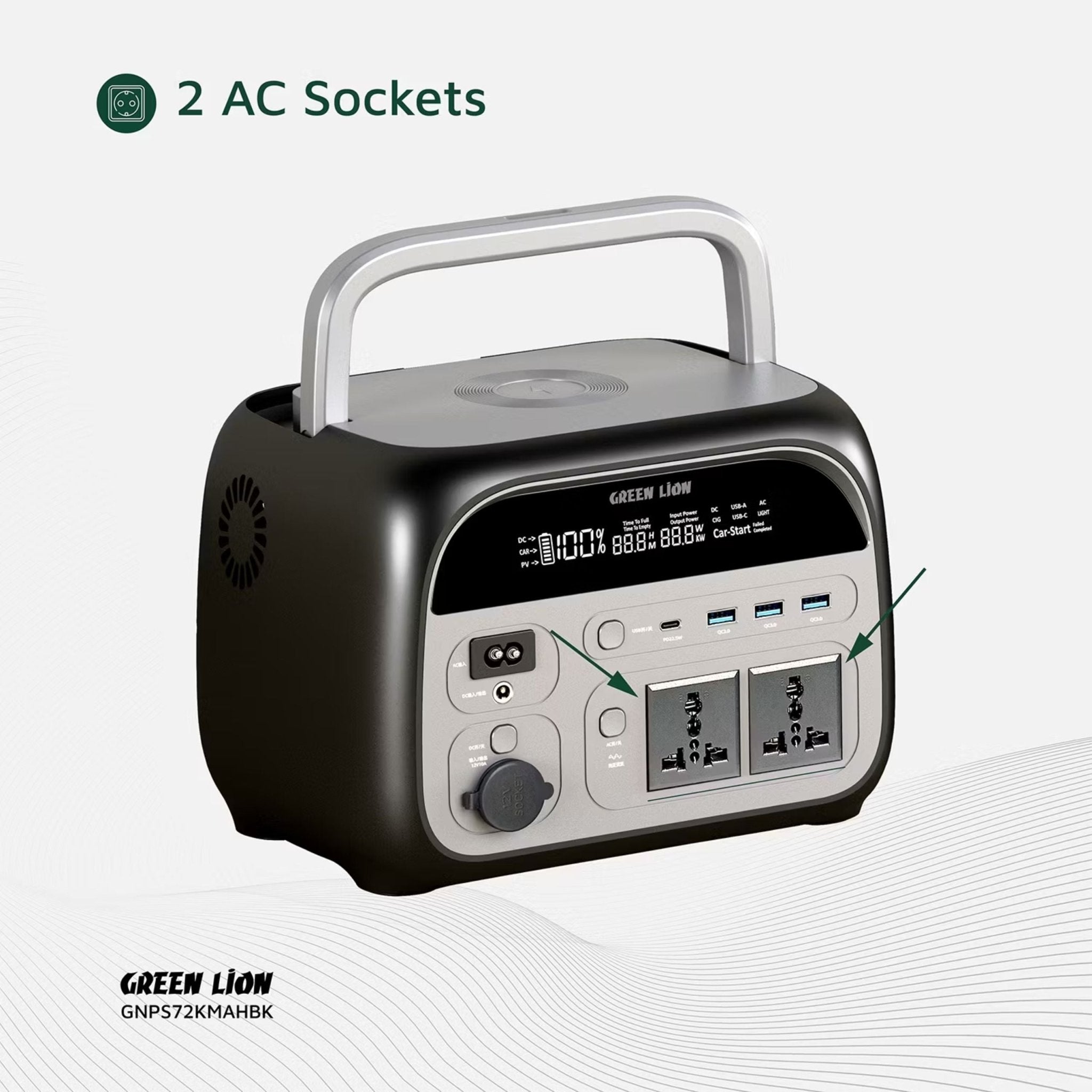 Green Lion Portable 72000mah Power Station 600W - Black - STOORE.AE | ستور الامارات