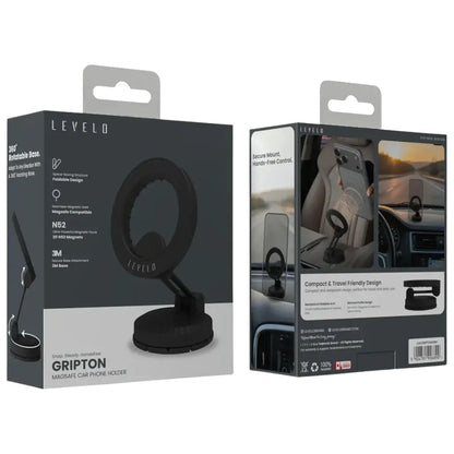 Levelo Gripton MagSafe Car Phone Holder - Black - STOORE.AE | ستور الامارات