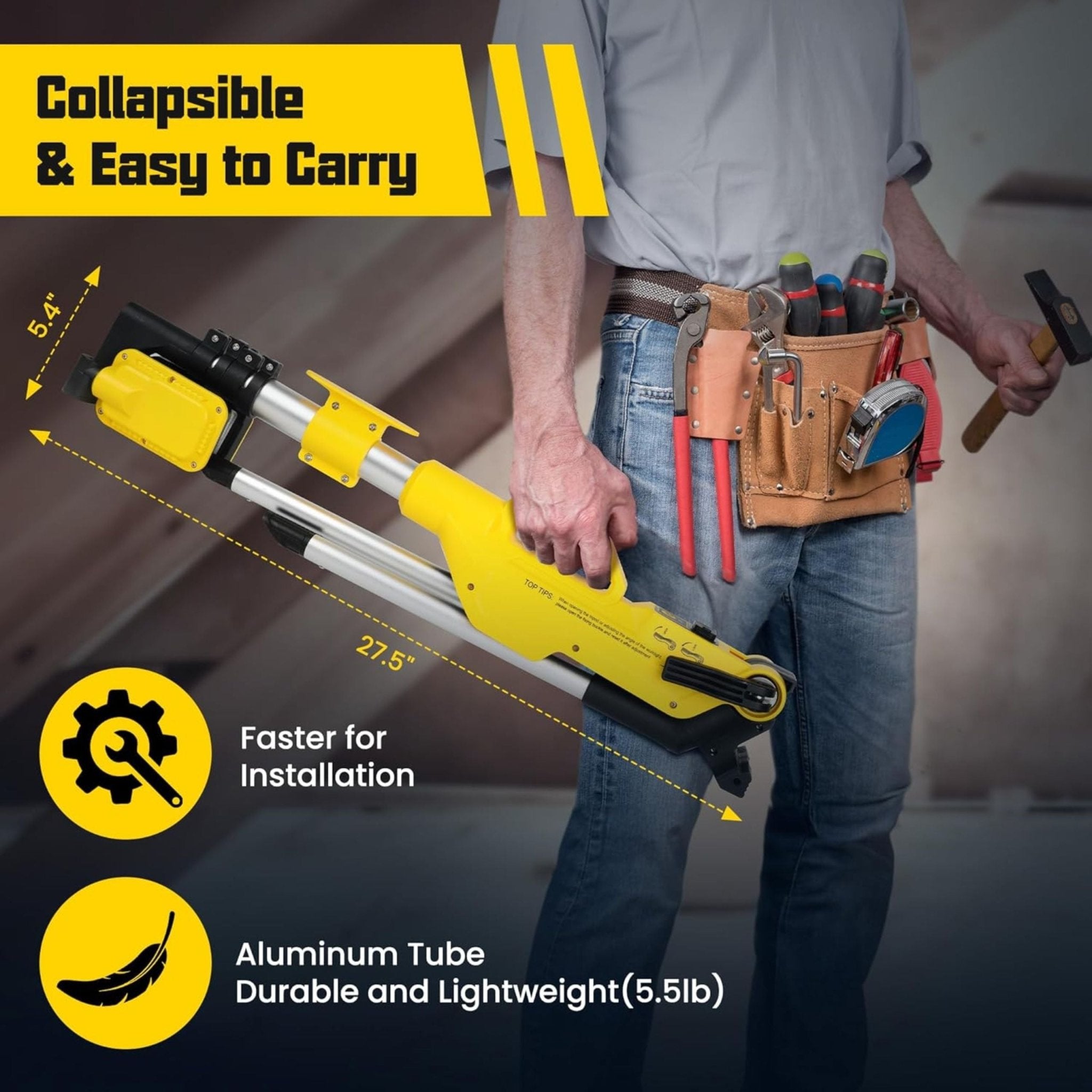 MX - 5085 Rechargeable Cordless LED Work Light with Stand - Yellow - STOORE.AE | ستور الامارات