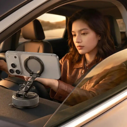 Porodo 2-in-1 MagSafe Car Mount & Phone Stand - Black - STOORE.AE | ستور الامارات