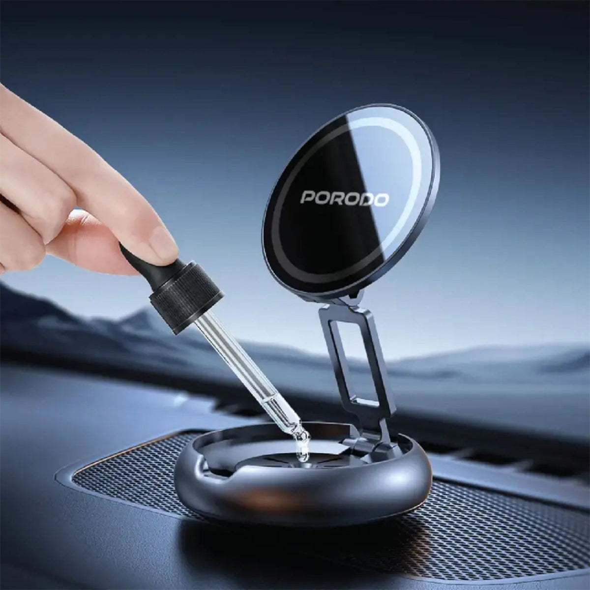 Porodo Aromatic Foldable Phone Holder with Aromatherapy Diffuser - Gray - STOORE.AE | ستور الامارات
