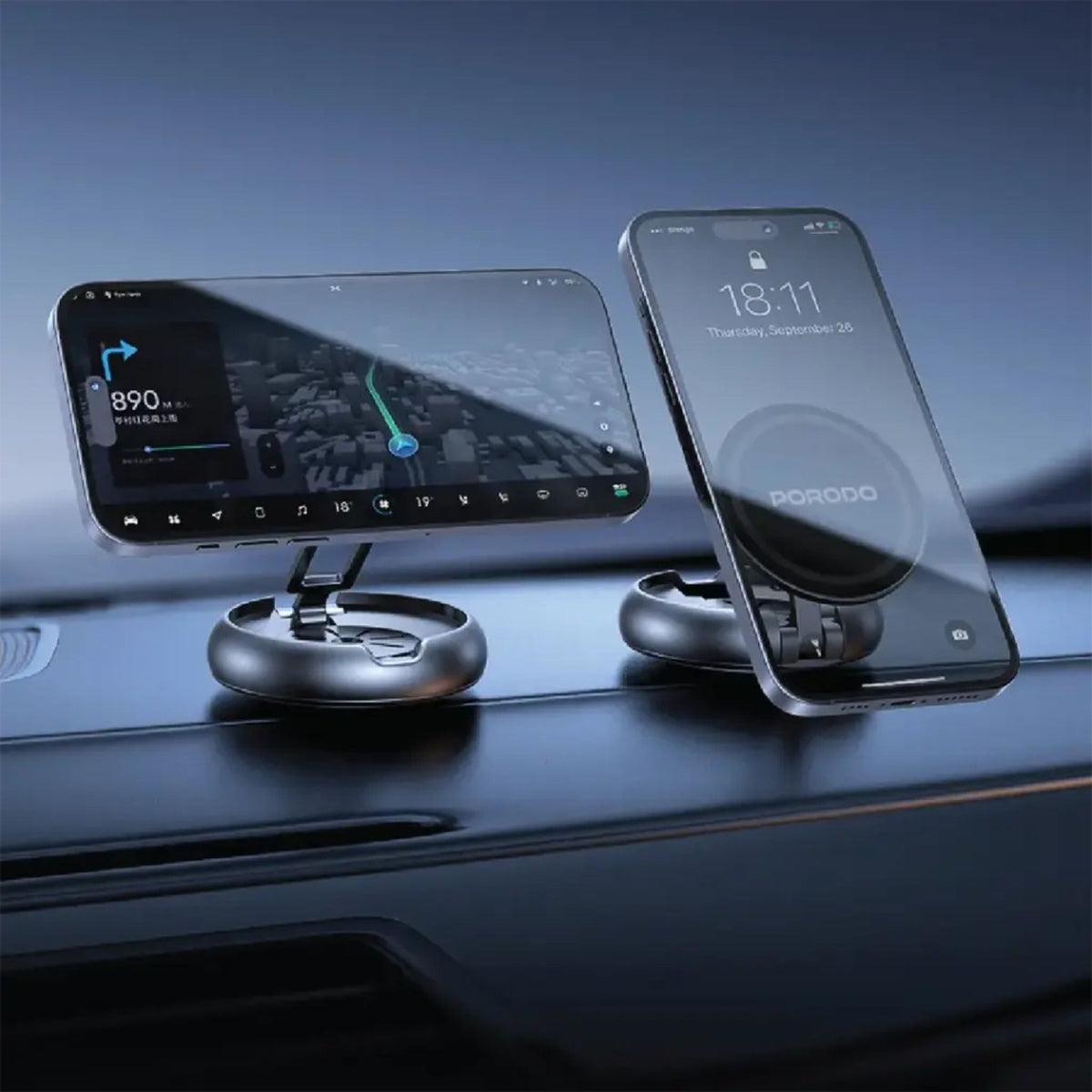 Porodo Aromatic Foldable Phone Holder with Aromatherapy Diffuser - Gray - STOORE.AE | ستور الامارات