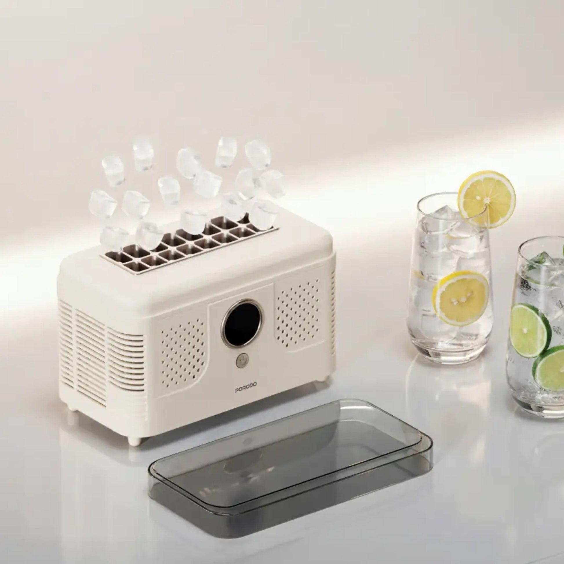 Porodo Lifestyle Frostiq Portable Ice Cube Maker - Beige - STOORE.AE | ستور الامارات