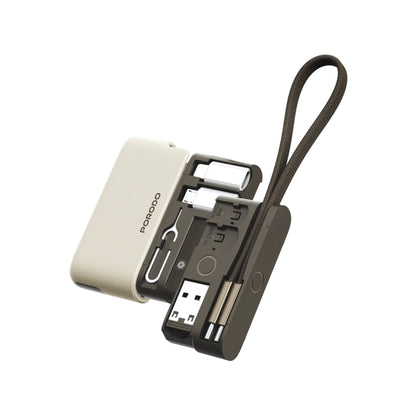 Porodo Linken 6-in-1 Multi-Connector Cable Kit With 60W USB-C to USB-C Cable- Beige - STOORE.AE | ستور الامارات