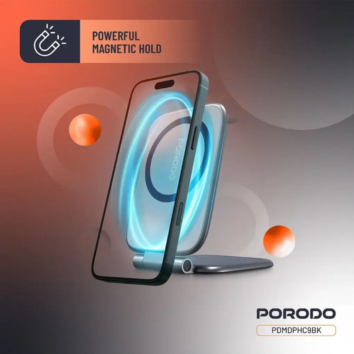 Porodo Magnifold Ultra-Slim Phone Holder - Black - STOORE.AE | ستور الامارات