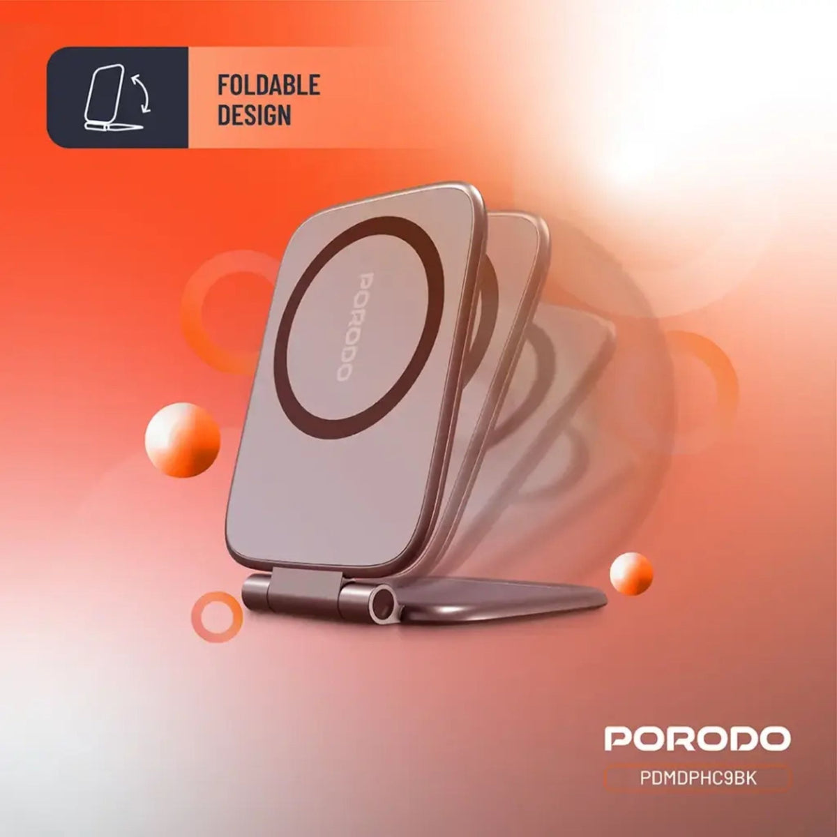 Porodo Magnifold Ultra-Slim Phone Holder - Black - STOORE.AE | ستور الامارات