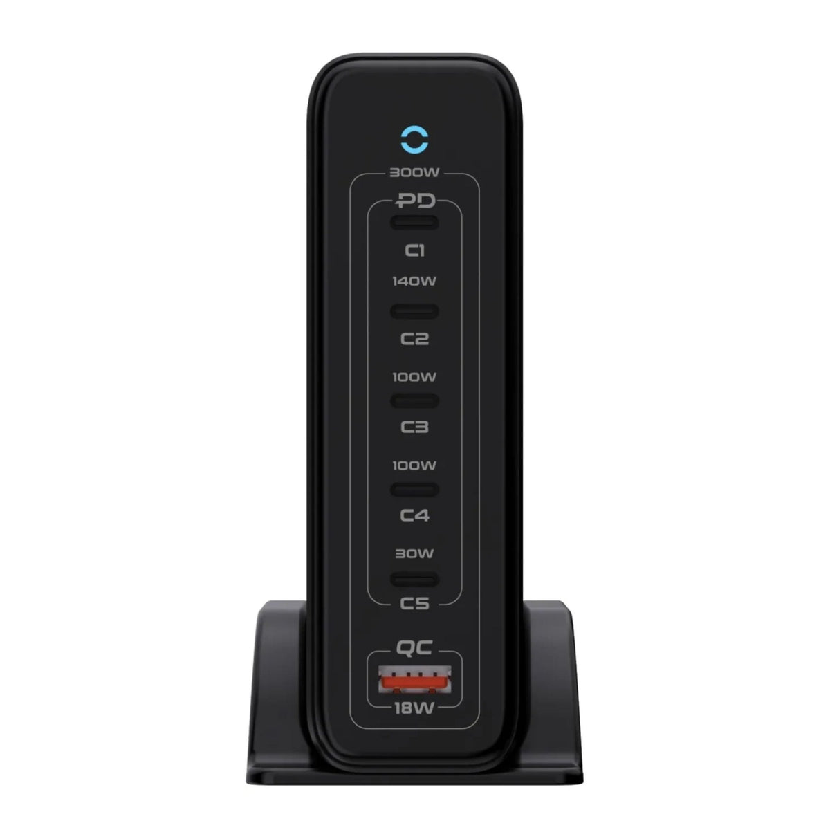 Powerology Volt-X GaN Smart Desktop Charger 300W - Black - STOORE.AE | ستور الامارات