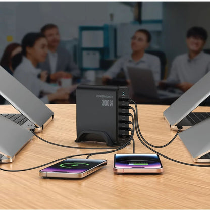 Powerology Volt-X GaN Smart Desktop Charger 300W - Black - STOORE.AE | ستور الامارات